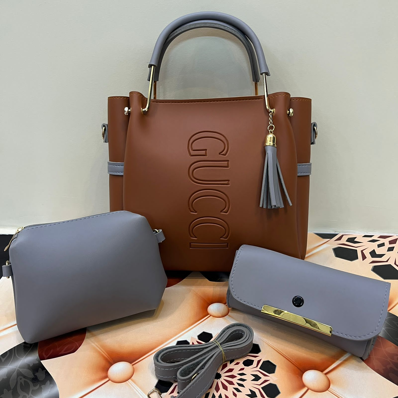 Gucci 3 PC's Set With Cloud Bag and Clutch Wallet